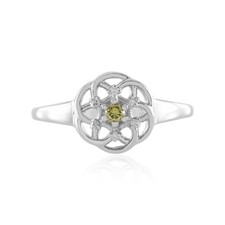 Grüner SI1 Diamant Silber Ring- Echtschmuck