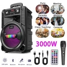 3000W Portable Bluetooth Speaker Sub woofer Heavy Bass Sound System Party w /Mic