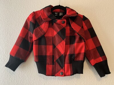 red plaid cropped jacket
