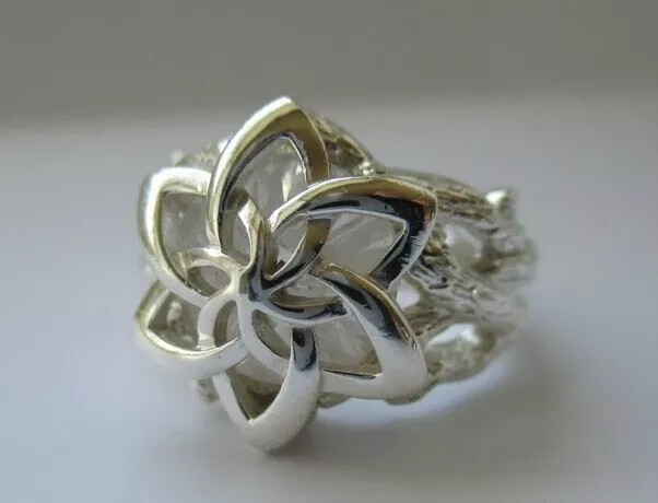 Designer silver ring with stone solid 925 silver … - image 1