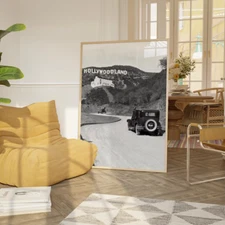 Original Hollywoodland Sign 1923, Vintage Poster Print, Los Angeles Wall Art