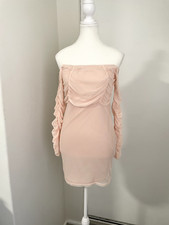 PRETTY LITTLE THING | Princess Bodycon Off Shoulder Ruffled Sleeve Dress Size 10