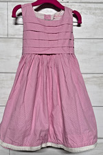 Polly Flinders Easter Dress Girls 4t Pink White Polka Dot Sleeveless Full skirt