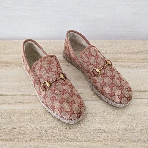 Mocassin espadrille Gucci GG Fria toile monogramme Horsebit taille 37