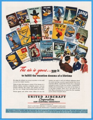1949 United Aircraft East Hartford CT VACATION DREAMS OF A LIFETIME Print Ad