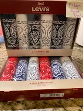 Levi's 6 Pack Bandana Set, 100 Cotton, Black/White