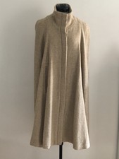 L’agence Vintage Cape Beige/white Herringbone Finished Seams Stand Collar Size 2