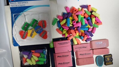 Lot Pencil Eraser Toppers, Erasers, Sharpeners-Some -USED