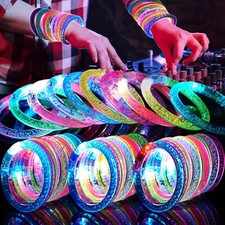 90 Pack Glow Bracelets, Glow in the Dark Party Supplies, 6 Color LED Light Up...