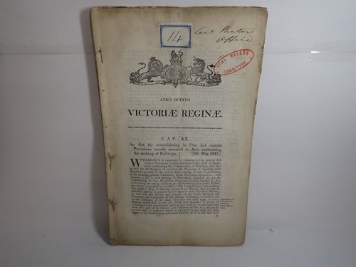 The Land Clauses Consolidation Act, 1845, Railways, original document