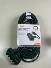 50' 16/3 Light Duty Indoor/Outdoor Extension Cord Multiple Outlet Triple Tap End