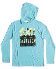 Quiksilver Boys Hoodie Football Long Sleeves Graphic Print Scuba Blue Size M NWT