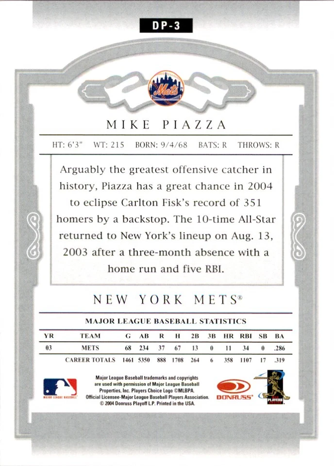 2004 National Trading Card Day #DP3 Mike Piazza - Image 2 of 2