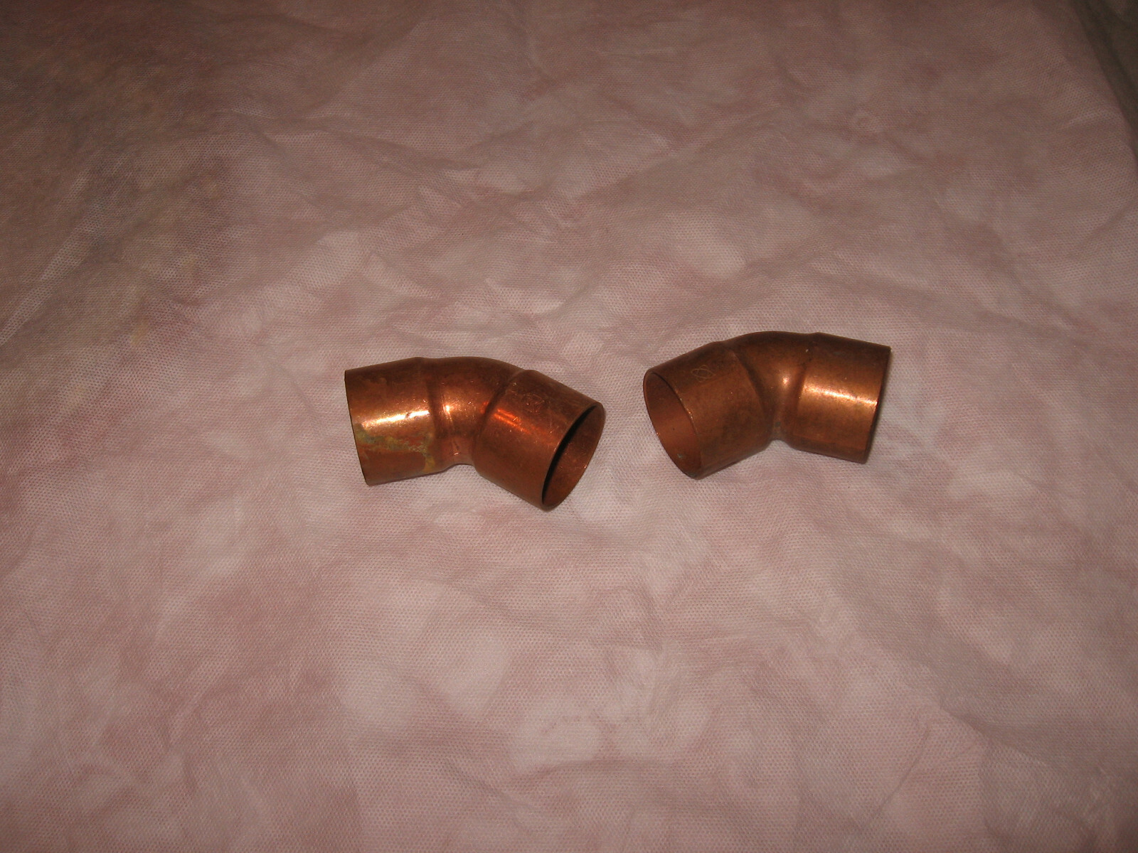 1-1/2 Inch Copper CXC Copper 45 Sweat Elbow Fitting New Lot of 2