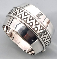 Gro&szlig;er sch&ouml;ner Art Deco Serviettenring 950er Silber Monogramm G T Frankreich /65