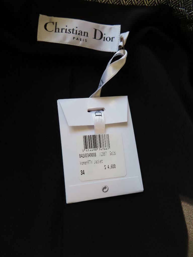 NWT Christian Dior Metallic Herringbone Bar Jacket Sz.F34