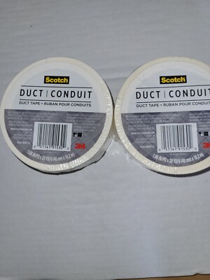 Lot of 2 Scotch Solid Color Duct Tape 1.88 Inch X 20 Yards- White NEW