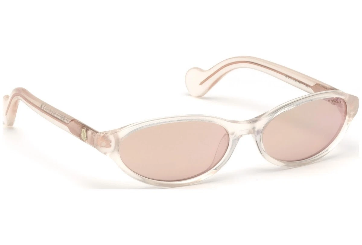 Moncler ML0117 25G Frosted Pink Narrow Oval Plastic Sunglasses 58  