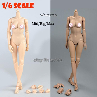 1/6 Female Action Figure Mid/Big/Max Breast Pale/Suntan Skin 12'' Flexible Body