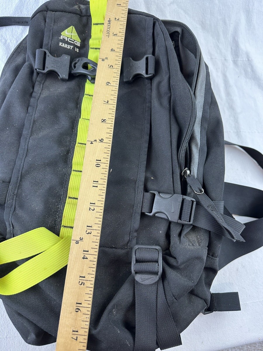 Nike ACG Karst 18 Backpack Padded Hiking Outdoor Vtg Yellow Black 