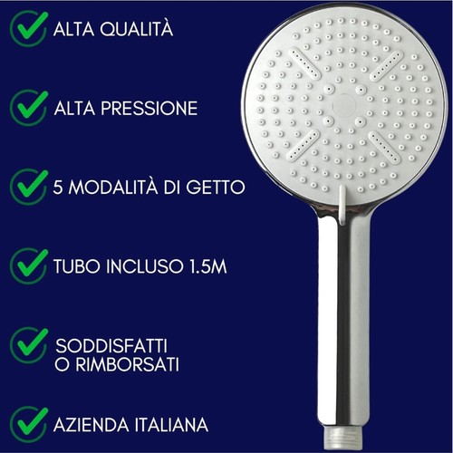 Soffione doccia alta pressione con tubo da 1,5mt 5 modalità di getto - Foto 5 di 7