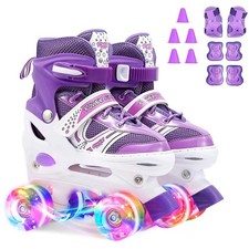 Kids Roller Skates, 4 Sizes Adjustable Roller Skates for Girls Boys Beginners...