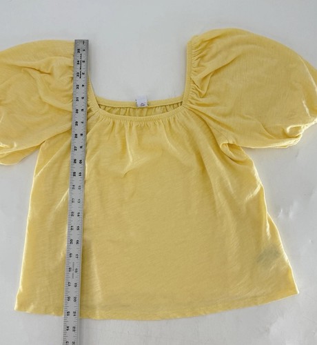 Old Navy 100% Cotton Lightweight Butter Yellow Puff Sleeve Flowy Blouse M Boho - Picture 8 of 9