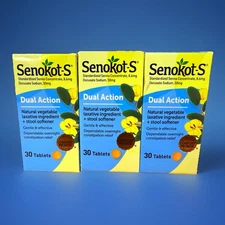 2 Pack Senokot-S Dual Action  30 Tablets X3 Lot New 2028