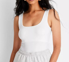 NEW A New Day Women's Seamless Sleeveless Tank Bodysuit White Size Medium