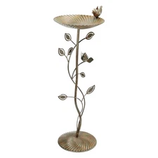 Bird Baths for Outdoors-Metal Bird Bath Bowl - Golden Birdbaths Stand with Le...