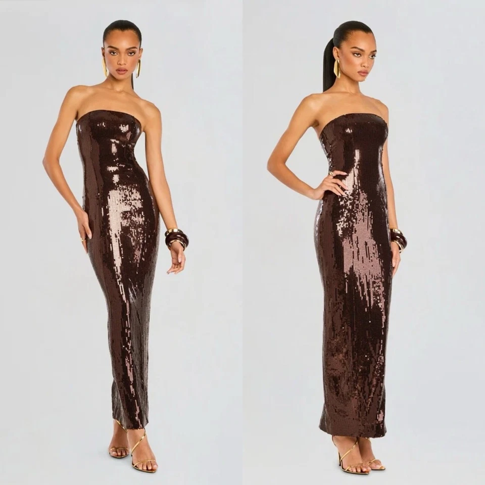NWT Retrofete Ember Strapless Sequin Maxi Dress in Dark Chocolate Size XS - Image 4 of 4