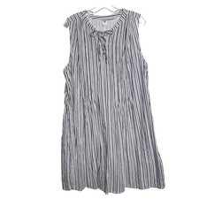 Old Navy Swing Dress Womens X-Large Blue Metallic Stripe Lace Up Lined Summer