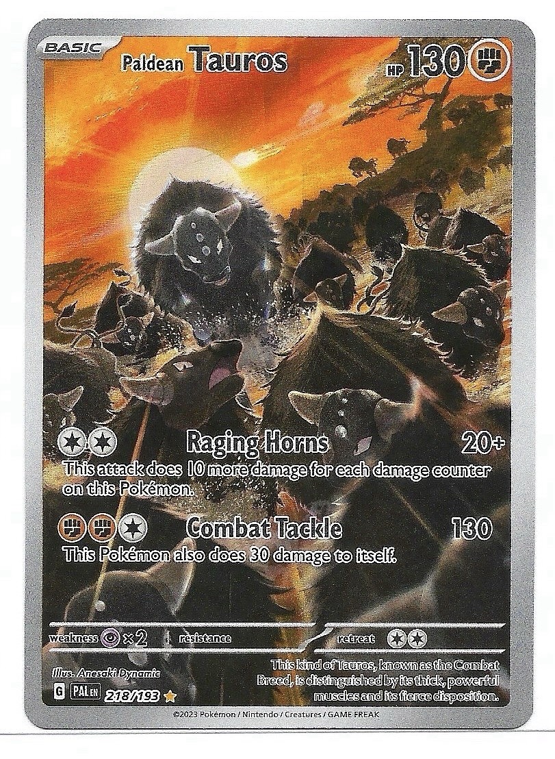 Paldean Tauros 218/193 Sv02: Paldea Evolved Holo Pokemon Illustration Rare - NM