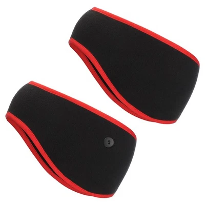 Bandeau pour Ear Warmer, 2Pcs Bandeau Hiver Élastique, Noir avec Rouge - Photo 1/4
