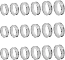 Oubaka 18pcs Stainless Steel Grooved Finger Ring for Jewelry... 