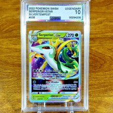 Pokemon Silver Tempest Serperior VSTAR 008/195 AGS Legendary 10 Holo Rare 2022
