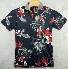 Puma Golf Performance Shirt Blue Red Floral Hawaiian Luau Polo Men  s S NWT