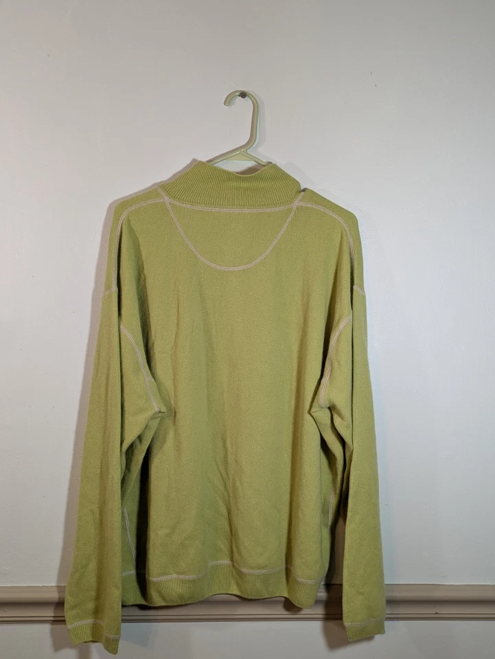 Suéter Nat Nast Para Hombre Verde Lima Mezcla Cachemira 1/2 Cremallera XLarge XL USADO EN EXCELENTE ESTADO Foto 4 de 4