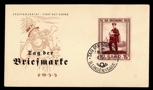 DR WHO 1955 GERMANY SAAR FDC STAMP DAY SEMI POST M76524