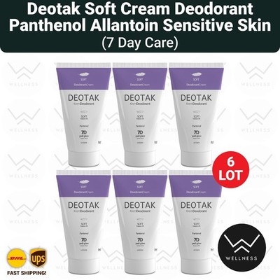 Deotak Soft Cream Deodorant Panthenol Allantoin Sensitive Skin 7 Day Care-6LOT