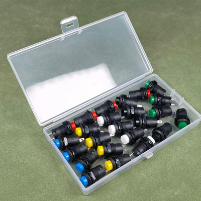 Gebildet 24 Stück 12 mm rastender Drucktastenschalter SPST EIN/AUS AC 250V/1,5A 125V...