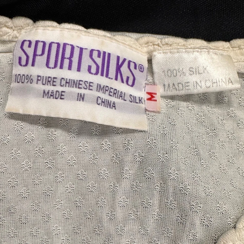 Camisa Ropa Interior Larga Ligera Transparente Manga Larga Seda Marfil Seda Deportiva Y2K M Foto 3 de 3