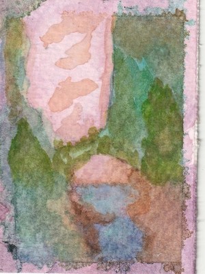ACEO Forest Bridge landscape  - Original Watercolor Painting -SpookieCreations