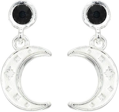 Alex And Ani Mond und Kristall Feines Ohrringe Silber / Schwarz Einheitsgröße