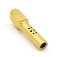 HGW Bromont Barrel for Glock 26 9mm Flush Cut Ported TiN (Gold) Stainless Steel