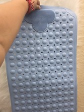 Blue Rubber Anti-Slip Bath Mat Polka Dot Rectangle for Bathtub Shower Bathroom