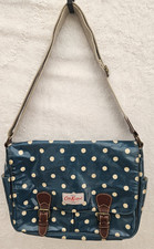 Cath Kidston Blue Polka Dot Oilcloth Messenger Bag Laptop School Satchel