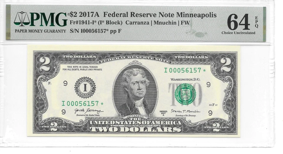 2017A* MINNEAPOLIS STAR $2 FRN PMG 64EPQ Choice Uncirculated (1st Print Release) - Image 3 of 4