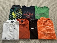Lot Of 7 Youth Boys Size Medium Shirts Ralph Lauren Nike Under Armour Polo