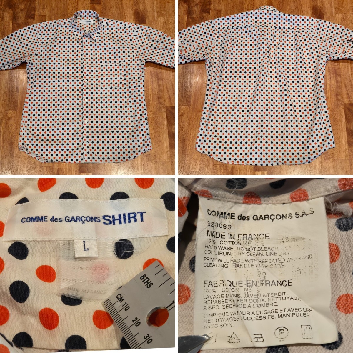 COMME des GARCONS Junya Watanabe Button France 1/2 Sleeve Polka